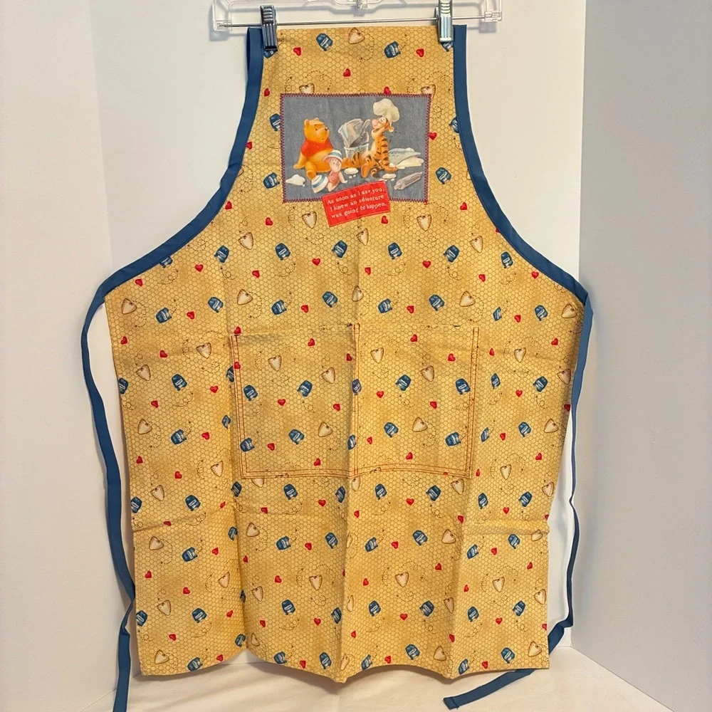 Disney Winnie the Pooh Tigger Piglet Honey Pot Cooking Apron Yellow Adult Size